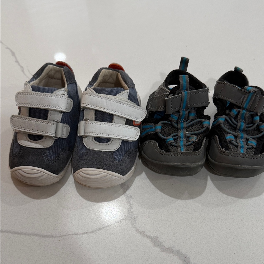 Kids Velcro Sneakers - Blue and Gray